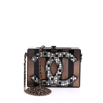 Chanel CC Minaudiere Clutch Strass Embellished Plexiglass 400254