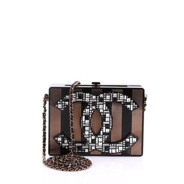Chanel CC Minaudiere Clutch Strass Embellished Plexiglass 400254