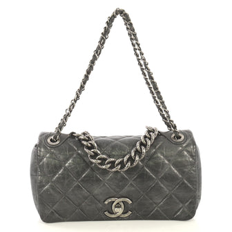 Chanel Pondichery Flap Bag Quilted Aged Calfskin Small Gray