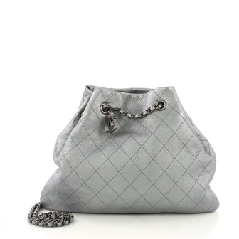 Chanel CC Bucket Bag Quilted Calfskin Medium Blue 40044/2