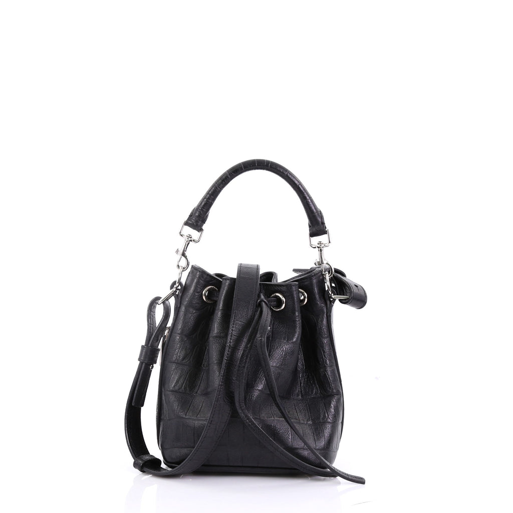 Saint Laurent Black Croc Embossed Leather Mini Emmanuelle Bucket Bag