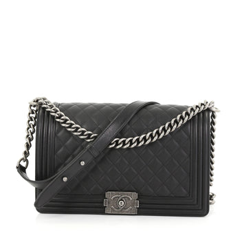 Chanel Boy Flap Bag Quilted Calfskin New Medium Black 400612