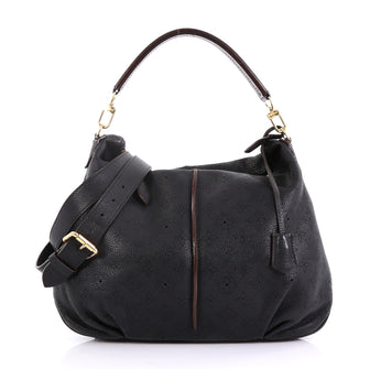 Louis Vuitton Selene Handbag Mahina Leather PM Black