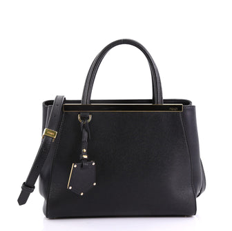 Fendi 2Jours Handbag Leather Petite Black