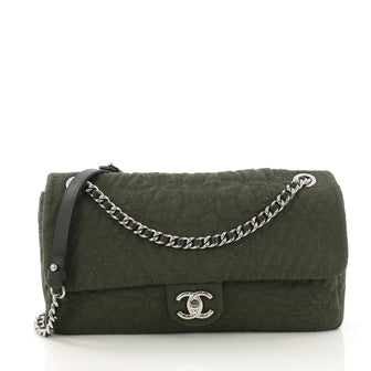 Chanel Chain Flap Bag Camellia Denim Large - Rebag