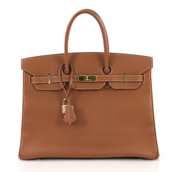 Hermes Birkin Handbag Brown Epsom with Gold Hardware 35 Brown