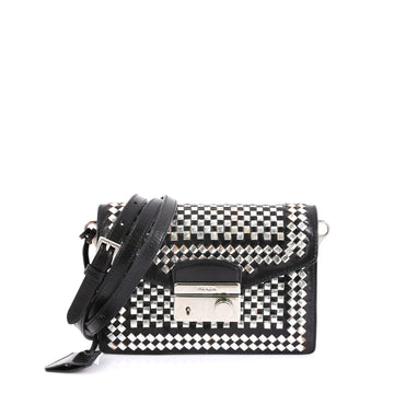Prada Sound Bag Woven Leather Mini Black 40066149