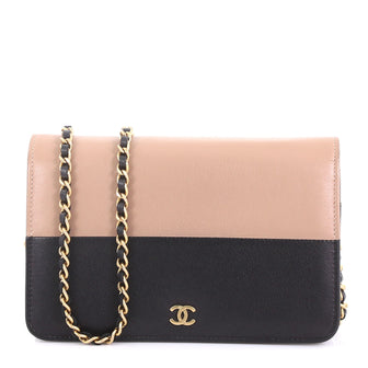 Chanel Bicolor Wallet on Chain Leather Black