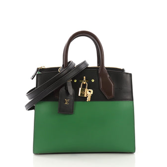 Louis Vuitton City Steamer Handbag Leather PM Black