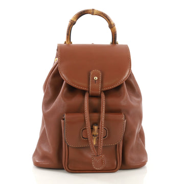 Gucci Vintage Bamboo Backpack Leather Mini Brown