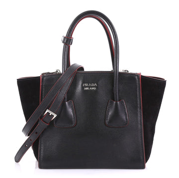 Prada Twin Pocket Tote Glace Calf and Suede Mini Black 40066215