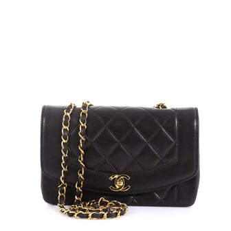 Chanel Vintage Diana Flap Bag Quilted Lambskin Small Black