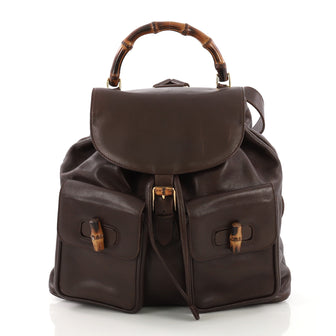 Gucci Vintage Bamboo Backpack Leather Medium Brown