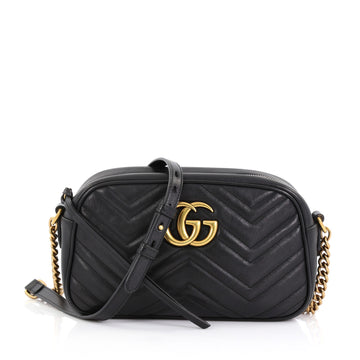 Gucci GG Marmont Shoulder Bag Matelasse Leather Small Black 40066237