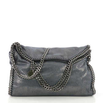 Stella McCartney Falabella Fold Over Bag Shaggy Deer Blue 40066250
