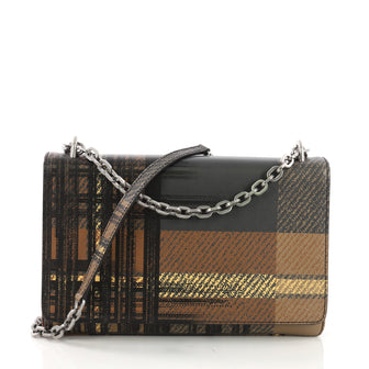 Prada Chain Crossbody Bag Printed Saffiano Leather Medium Brown 40066254