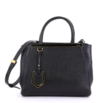 Fendi 2Jours Handbag Leather Petite Black 40066258