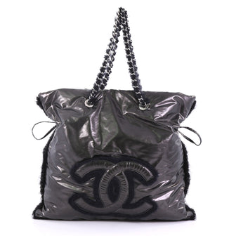 Chanel Polar Bon Bon Tote Vinyl with Mohair Black