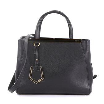 Fendi 2Jours Handbag Leather Petite Black 40066269