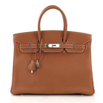 Hermes Birkin Handbag Brown Togo with Palladium Hardware 35 Brown