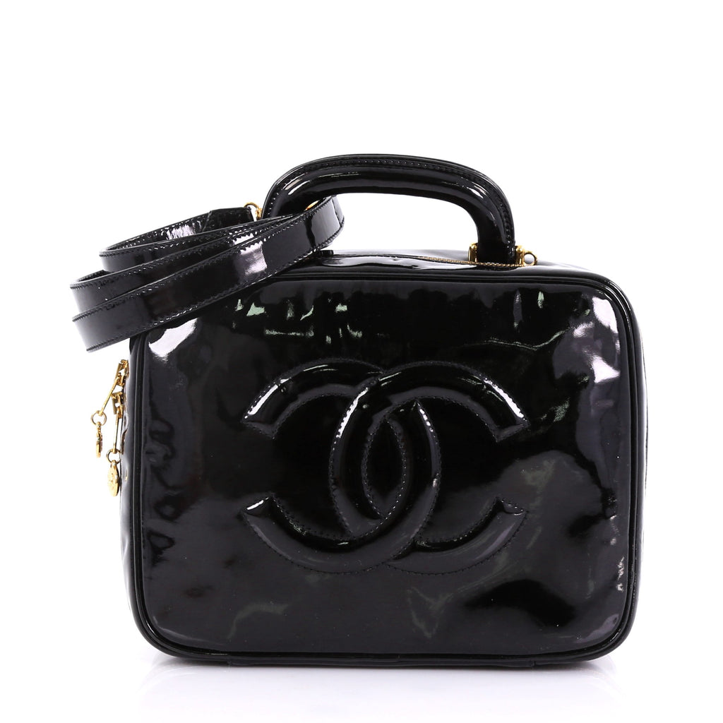 CHANEL シャネル vintage ケース 黒 Chanel Vintage Timeless Zip Around Vanity Case Patent 40066272