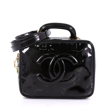 Chanel Vintage CC Vanity Case Patent Small Black