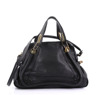 Chloe Paraty Top Handle Bag Leather Medium Black 40066281