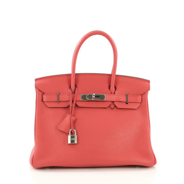 Hermes Birkin Handbag Pink Clemence with Palladium Hardware 30