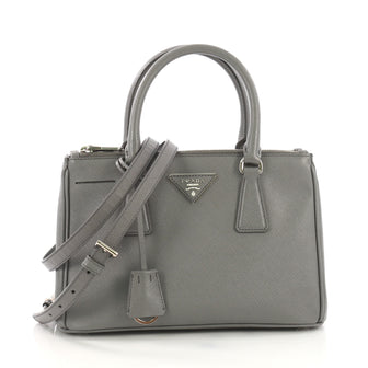 Prada Galleria Double Zip Tote Saffiano Leather Small Gray 4006630