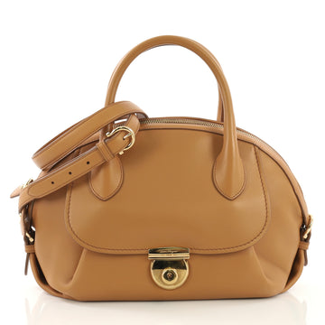 Salvatore Ferragamo Fiamma Satchel Leather Medium Brown