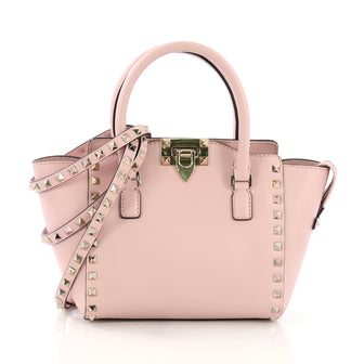 Valentino Rockstud Tote Rigid Leather Mini Pink