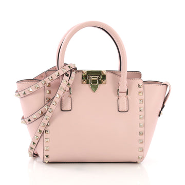 Valentino Rockstud Tote Rigid Leather Mini Pink