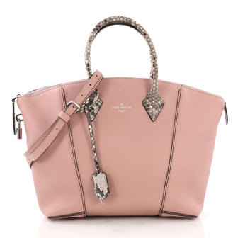 Louis Vuitton Soft Lockit Handbag Leather with Python PM Pink