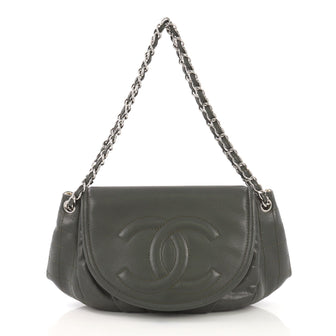 Chanel Timeless Half Moon Flap Bag Caviar Medium Green