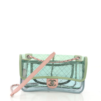 Chanel Coco Splash Flap Bag Quilted PVC With Lambskin Medium Green