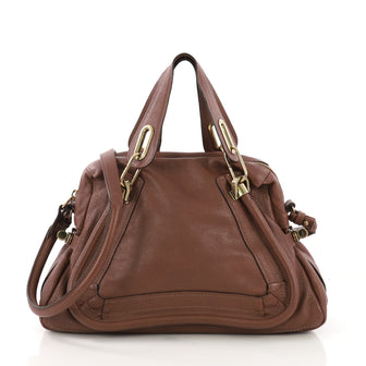 Chloe Paraty Top Handle Bag Leather Medium Brown
