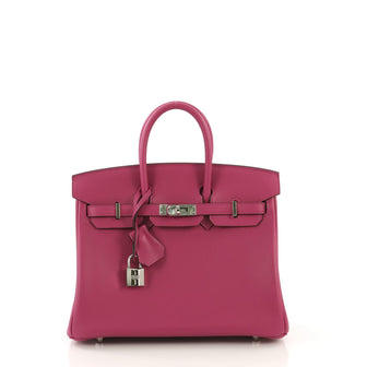 Birkin Handbag Rose Pourpre Swift with Palladium Hardware 25