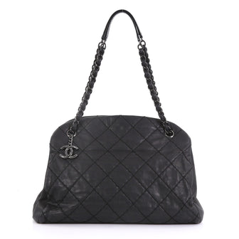 Chanel Just Mademoiselle Handbag Quilted Iridescent Leather Large