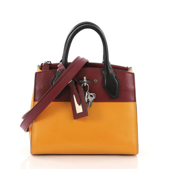 Louis Vuitton City Steamer Handbag Leather Mini Orange