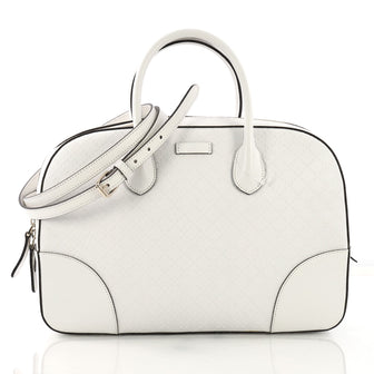 Gucci Bright Top Handle Bag Diamante Leather Medium White 4006645