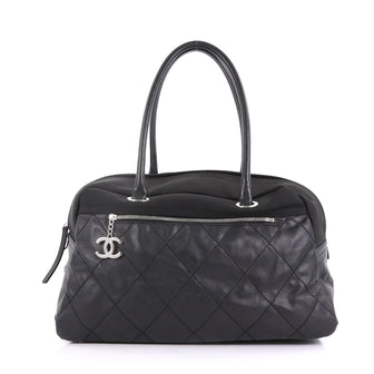 Chanel Biarritz Duffle Bag Quilted Canvas Large Black 40066/48