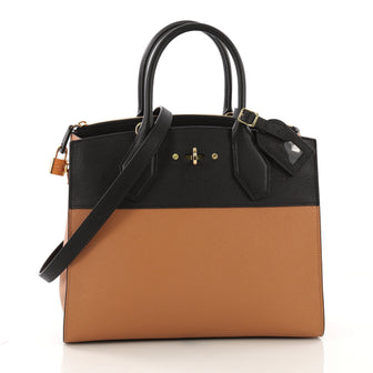 Louis Vuitton City Steamer Handbag Leather MM Brown