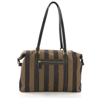 Fendi Vintage Pequin Zip Tote Canvas Large Brown 4006658