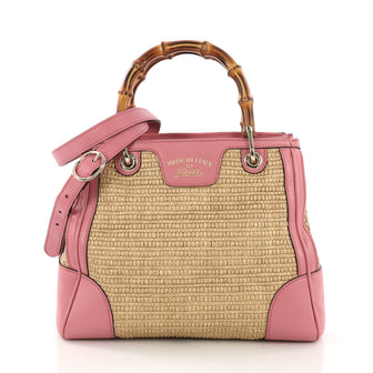 Gucci Bamboo Shopper Tote Straw Small Neutral 40066/61