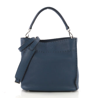 Fendi Selleria Anna Bucket Bag Leather Small Blue 4006667