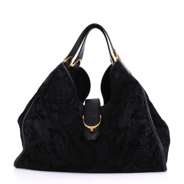Soft Stirrup Tote Brocade Leather Large