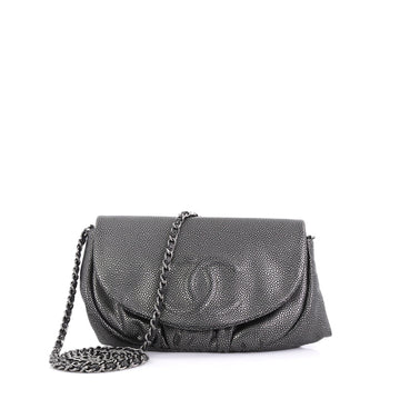 Chanel Half Moon Wallet on Chain Caviar Gray