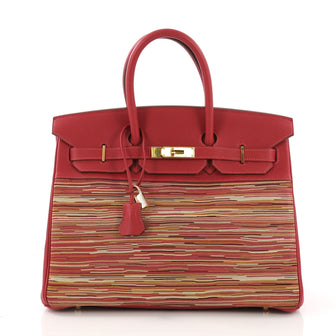 Hermes Birkin Handbag Vibrato and Togo 35 Red