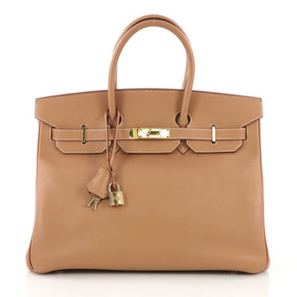 Hermes Birkin Handbag Brown Courchevel with Gold Hardware 35