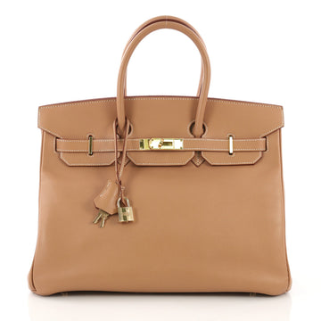 Hermes Birkin Handbag Brown Courchevel with Gold Hardware 35